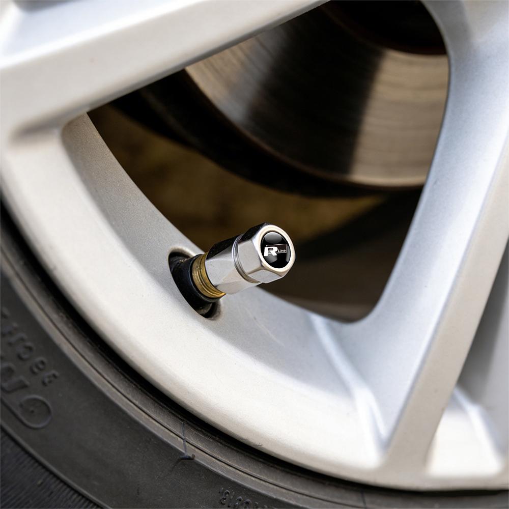 W1523D Metal Car Wheel Tire Valve Stem Caps Exterior Accessories For Volkswagen VW R Polo Passat Rline Golf 4 5 6 Tiguan Jetta GTI