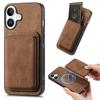 For iPhone 16 Case Compatible with MagSafe Leather Back Cover with Detachable Card Holder