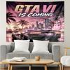 Гобелен с принтом GTA 6, Фон, Легкая установка, Идеально для спальни, офиса и гостиной, с эстетичным настенным декором.