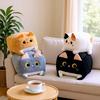 Квадратная подушка-кошка Плюшевая игрушка Кавайная подушка-черный кот Пушистый Мягкая Набивная животная кукла Для детей Домашний декор Подарок