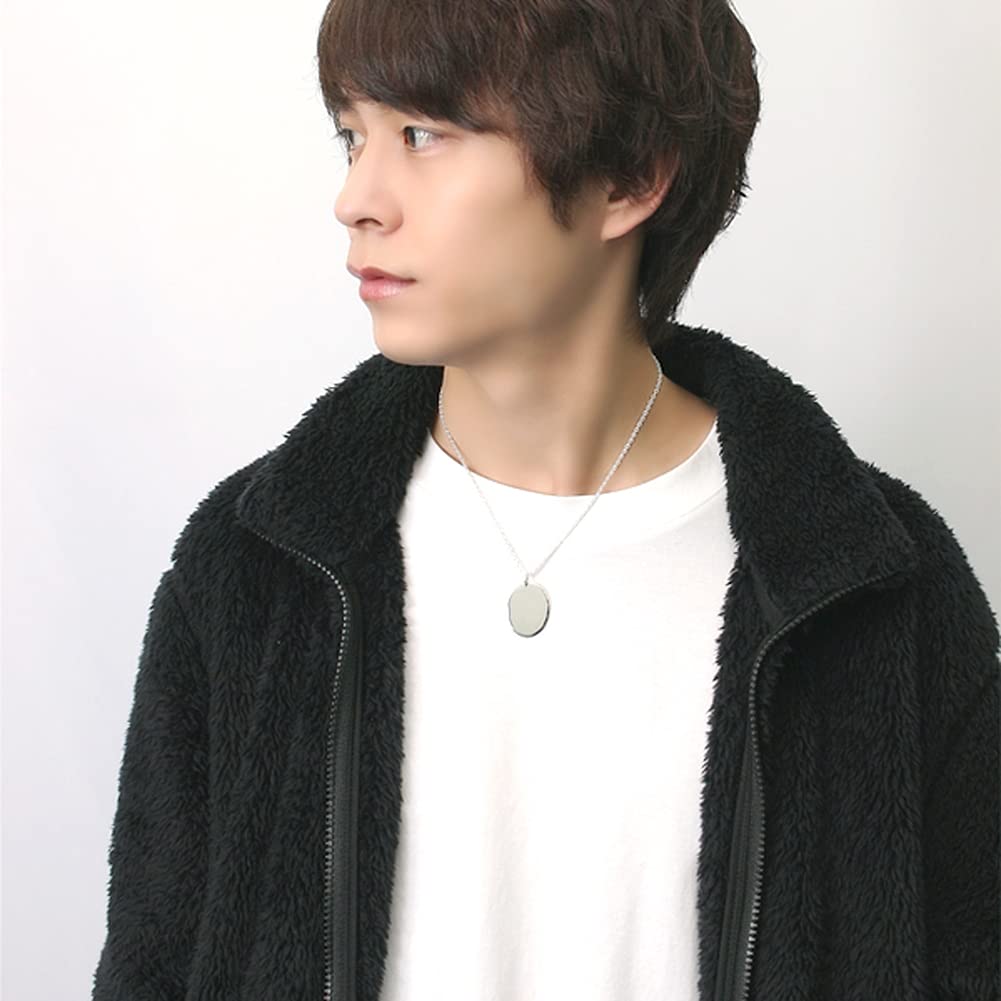 Серебряный кулон-подвеска в виде овального зеркала из серебра 925 пробы для редких мужчин [Shinjuku Kura], Зеркальный, Простой, Монета, Медаль, Большой, Простой,