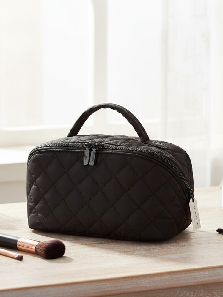 Cotton Cosmetic Organizer with 5 Dedicated Pockets Toiletry Organizer with Handle for Women Toiletries Accessories Brushes