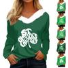Женская футболка St. Рубашка с принтом Патрика, длинный рукав, праздничная атмосфера, флисовый воротник, топ с V-образным вырезом