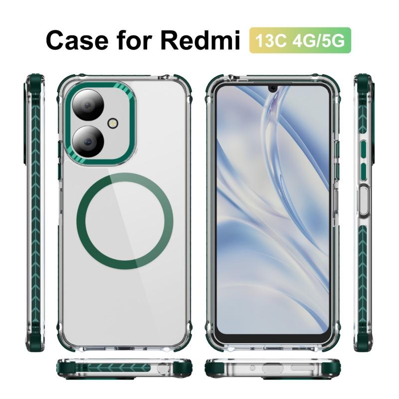 Transparent Acrylic Phone Case With Magnetic Snap Redmi 13 13C 4G 5G Anti-Fingerprint Hard Shell Minimalist Chic