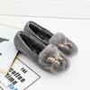 Fashion Crystal Metal Butterfly Cotton Shoes Women Shallow Round Toe Loafers Comfy Slip On Moccasins Fluffy Soft Soled Ballerina Flats