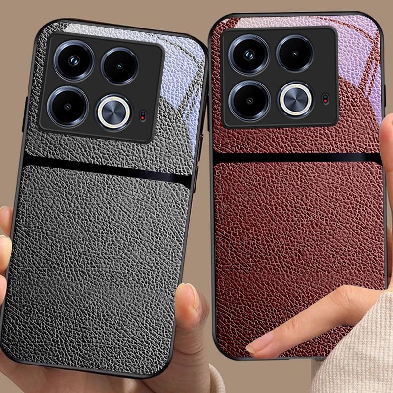 Красный кожаный узор для Infinix Note 40 4G 30i 12 G96 Smart 8 Hot 9 Play 10 11S 12 20i 50 Pro Plus 5G Чехол для телефона из закаленного стекла