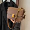 IELGY Korean Version of Fashionable Personalized Chain Small Square Bag, Brown Versatile Foreign Style Shoulder Armpit Bag