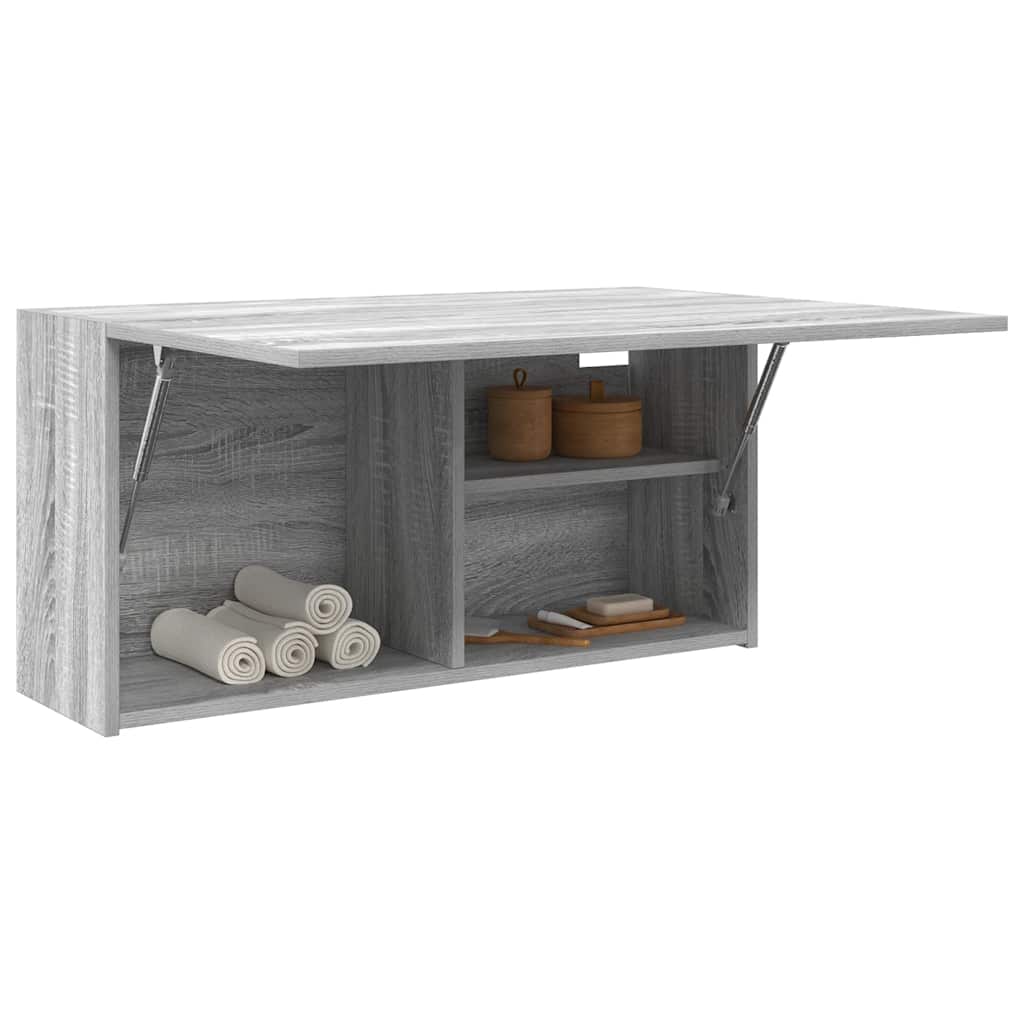 Bathroom Wall Cabinet Grey Sonoma 80 x 25 x 40 cm Particleboard