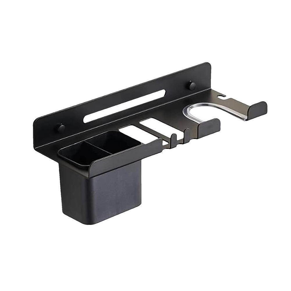 Wall Mounted Hair Dryer Holder Carbon Steel Curling Iron Shelf Toilet Blower Holder  Hairbrush