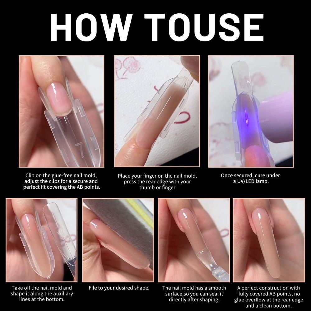 120pcs Clear Sandwich Dual Nail Form Rocket Shape Nail Form Mold Dual Nail Forms for Builder Gel
