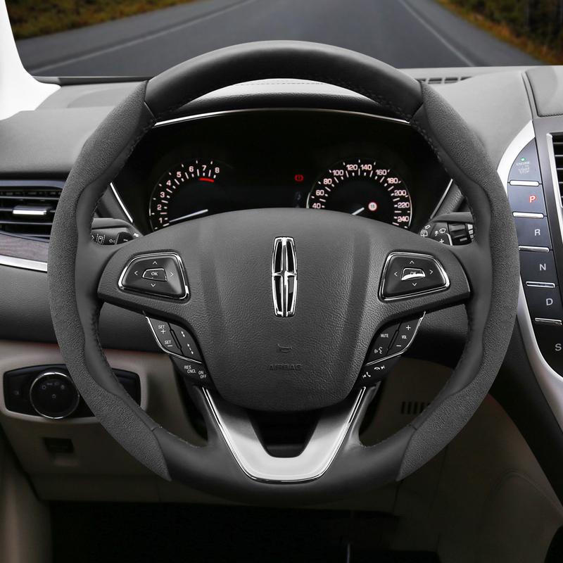 Suitable for Lincoln Anti-Slip Buckle Segmented Suede Steering Wheel Cover Suitable for Mkc Mkz Mkx Continental Navigator Mkt Mark Viii Town G1