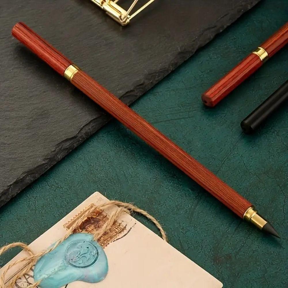 1.1mm 1 Colors Wooden Pencil Professional Smooth Vintage Brass Wooden Pencil Classical Portable Eternal Pencil Kids