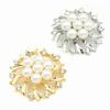 Woman Faux Pearl Rhinestone Inlaid Flower Brooch Pin Cardigan Shawl Clip