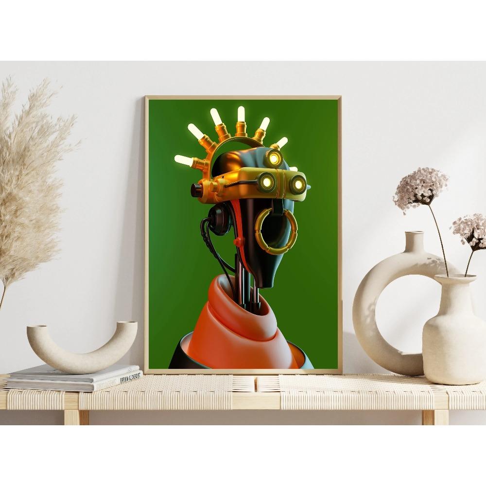 Realistic Abstract Robots Surrealism Posters Cool Robot Priest Modern Prints Canvas Wall Art Pictures Home Living Room Decor