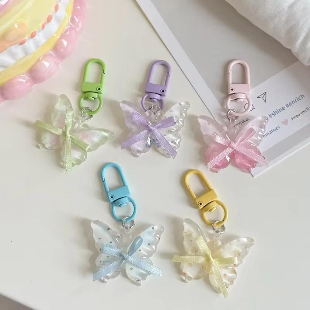 Hangings Butterfly Keychain Super Fairy Jelly Key Chain New Earphone Case Pendant Girls