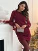 2024 Autumn/Winter European & American Solid Color Sequin Long Sleeve Dress