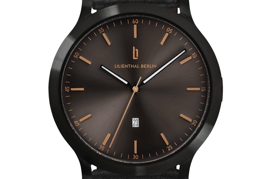 Lilianthal Berlin Сделано в черном Мужские часы, Дата, Германия, H01-105-B004CB,
