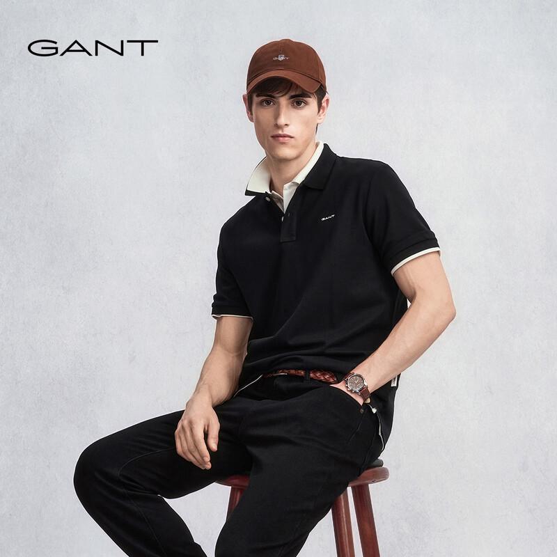 Мужская футболка-поло GANT, 100% хлопок, антибактериальная, с коротким рукавом
