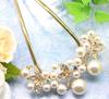 Miaomyao Drumstick Hair Japanese Pearl Pink Gold Hair Accessory [Miaomyao] Hairpin, Ornament, Dress, Tomesode, Metal, Bijou, Flower, U-shaped Comb,