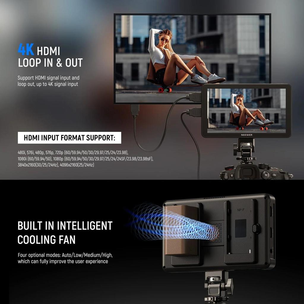 NEEWER F700 - 7" Camera Monitor, 2000 nits IPS HD 1920 x 1080 Touchscreen with 3D LUT, HDMI 4K Loop In/Out with Peaking Focus