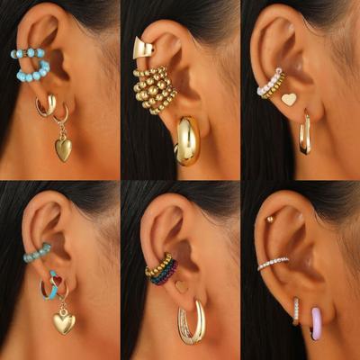 SHEIN новые серьги-клипсы для девочек 2025 простые без пирсинга ушей персонализированные панк серьги-комбинация интернет-знаменитости