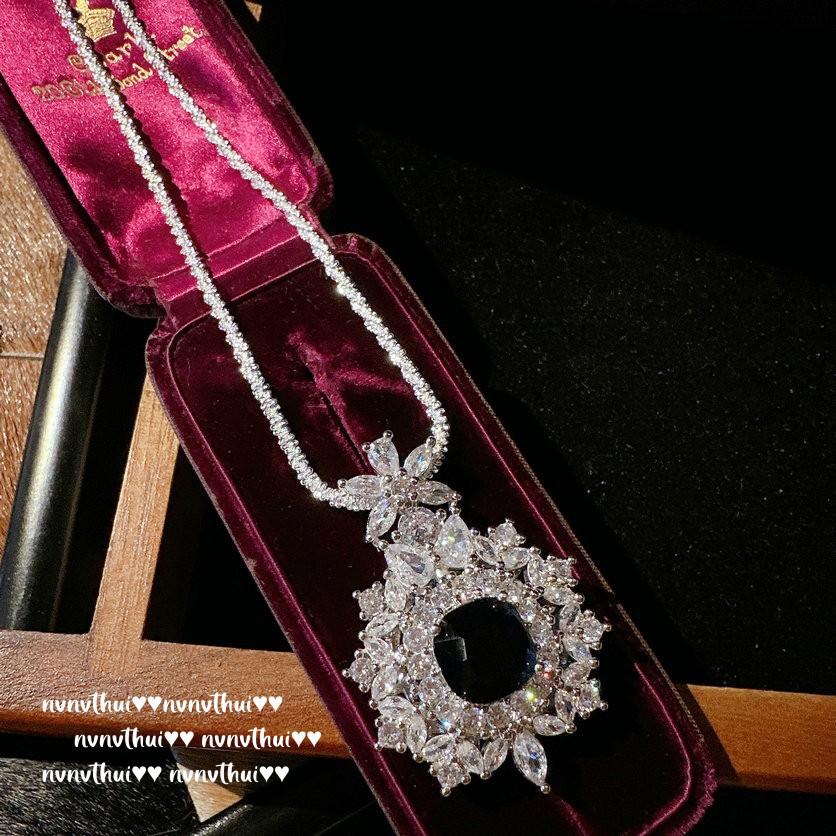 Серьги с голубым камнем «Снежинка» из Шри-Ланки, Court, Позолоченные 18 каратным золотом, Винтажное цветочное ожерелье с цирконами.