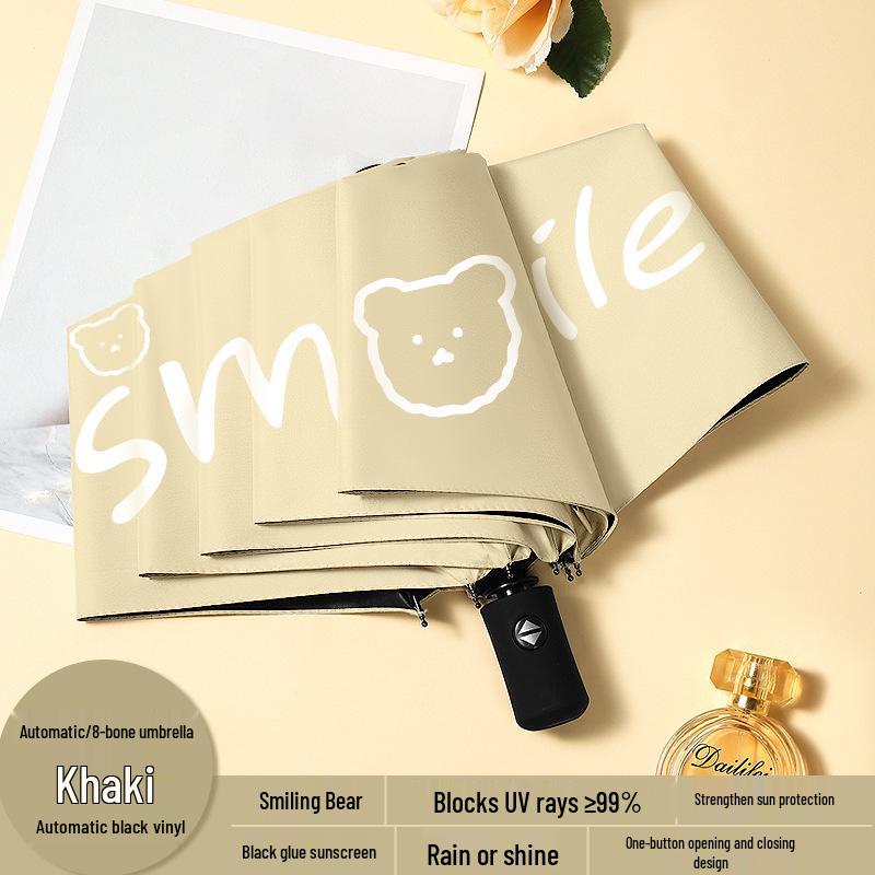 Automatic Floral Oil Painting Umbrella - Portable, Sturdy, Black Glue Sunscreen Parasol