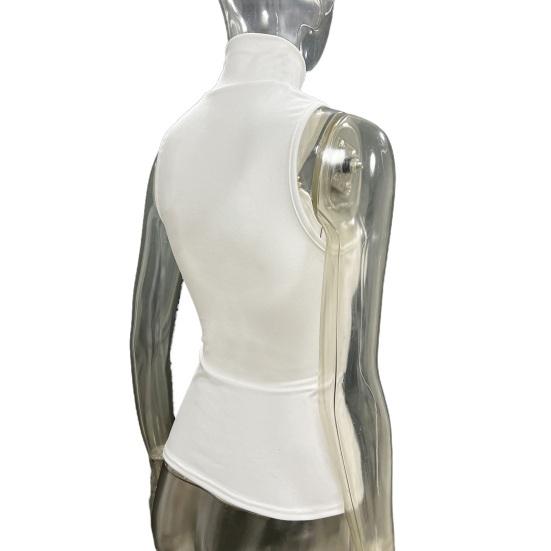 Женские топы с высоким воротником и рукавами, однотонные, эластичные, облегающие