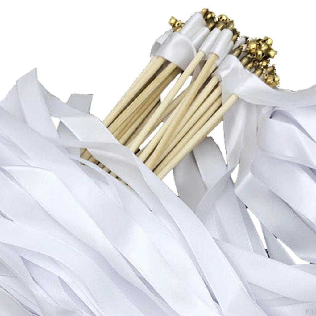 20Pcs Ribbon Wands Wedding Streamers Stick Fairy Wand Photo Props Decorations