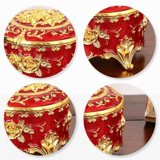 Эмалированная шкатулка для хранения драгоценностей, металлический органайзер для ювелирных изделий с розовым узором для спальни