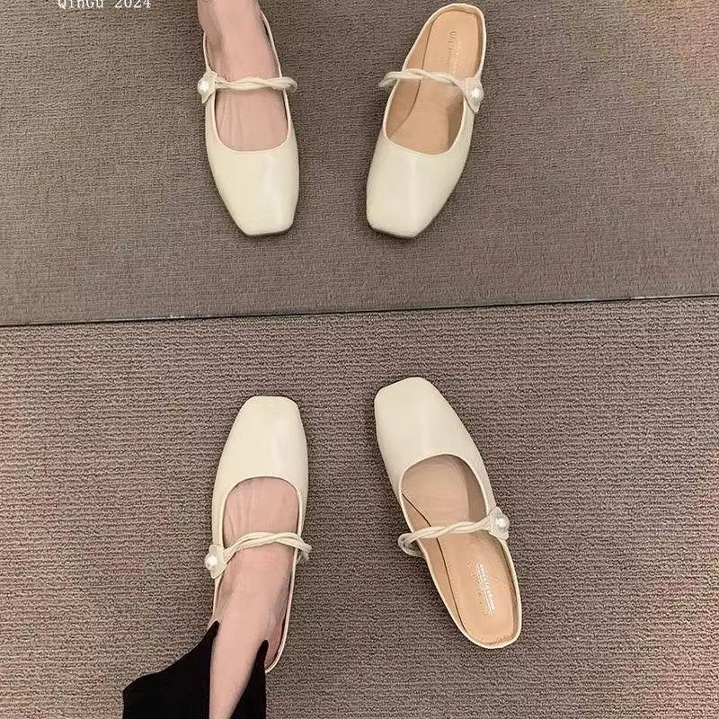 Мокасины, туфли, женские тапочки, летние, роскошные, с закрытым носком, женские мюли, пантофле, низкие, дизайнерские мюли, новые, серебристые, на плоской подошве, Рим