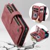 CaseMe Retro Mat PU Teri Ikki Qavatli Fermuarli Hamyon G'ilof Sumka iPhone Samsung Xiaomi uchun Ko'p funksiyali Qopqoqli G'iloflar 10 ta Kartalar uchun Joy bilan