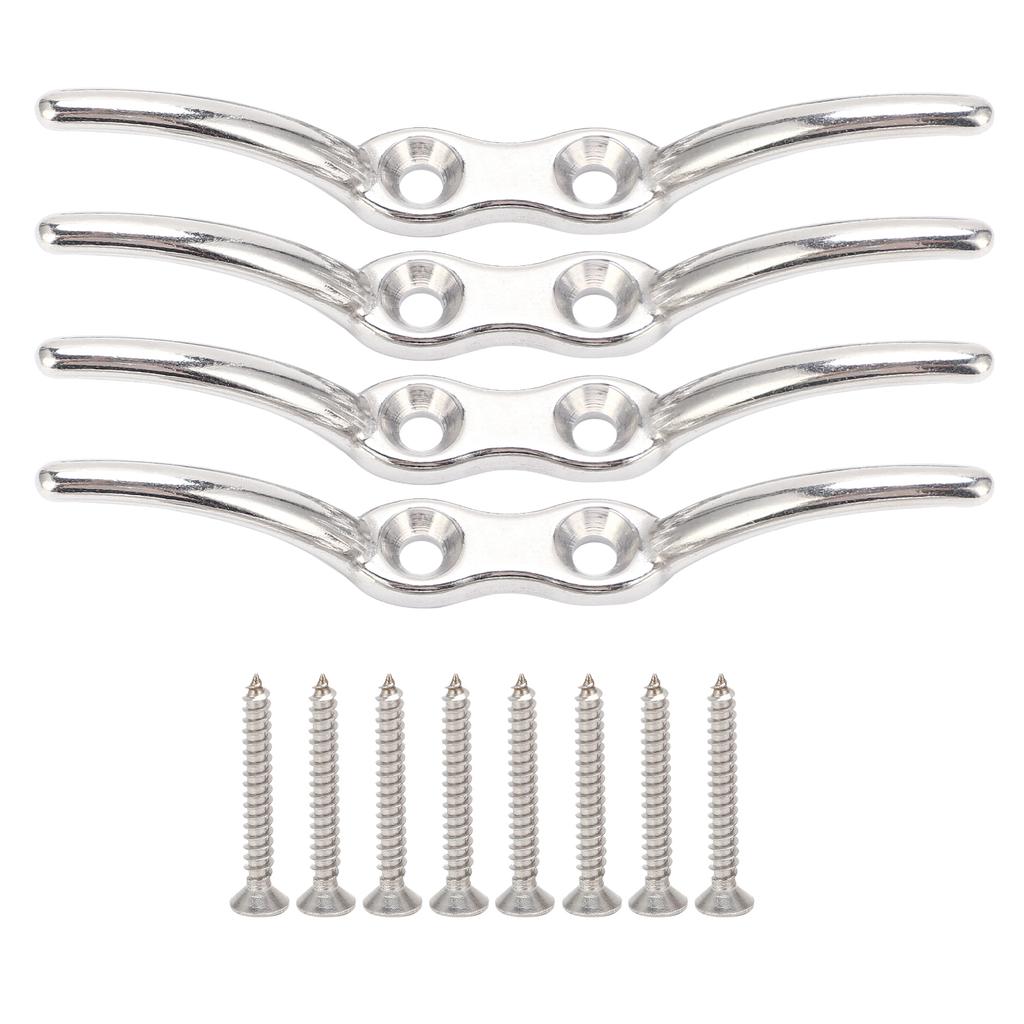 4 Pcs Rope Cleat Hook Stainless Steel Corrosion Resistance Durable Flagpole Boat Column Fixed Cleats150mm