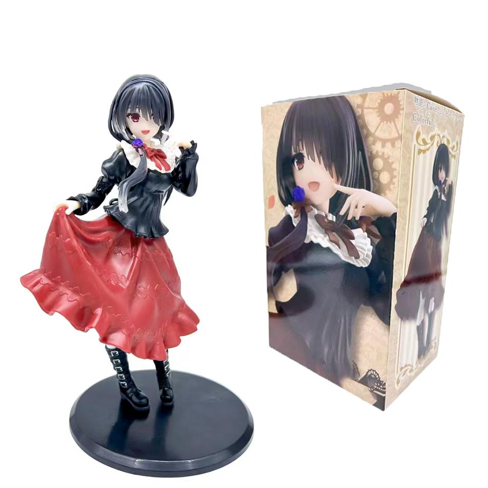 18 см DATE A LIVE Токисаки Куруми Аниме Фигурка Милая Девушка Модель Игрушка ПВХ Черное Платье Наряд Стоящая Модель Украшение Салона Автомобиля