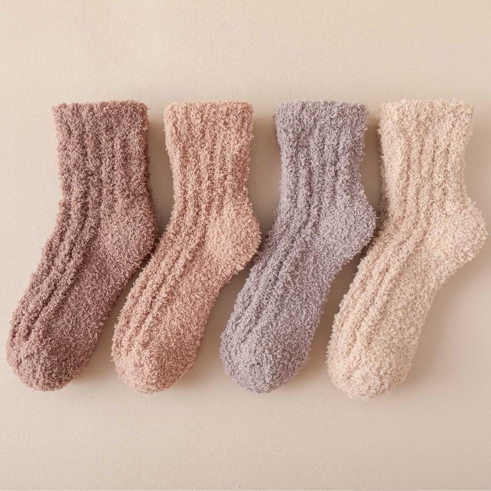 1/4 Pairs Winter Coral Velvet Socks Warm Floor Socks Soft Cotton Socks Sleep Socks