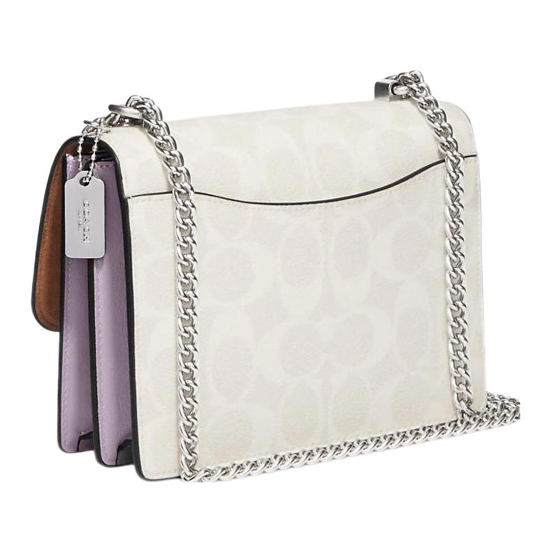 New COACH Klare Canvas With Leather Shoulder Bag, Crossbody Bag Mini Women's White & Taro Purple C9946-SVVVJ