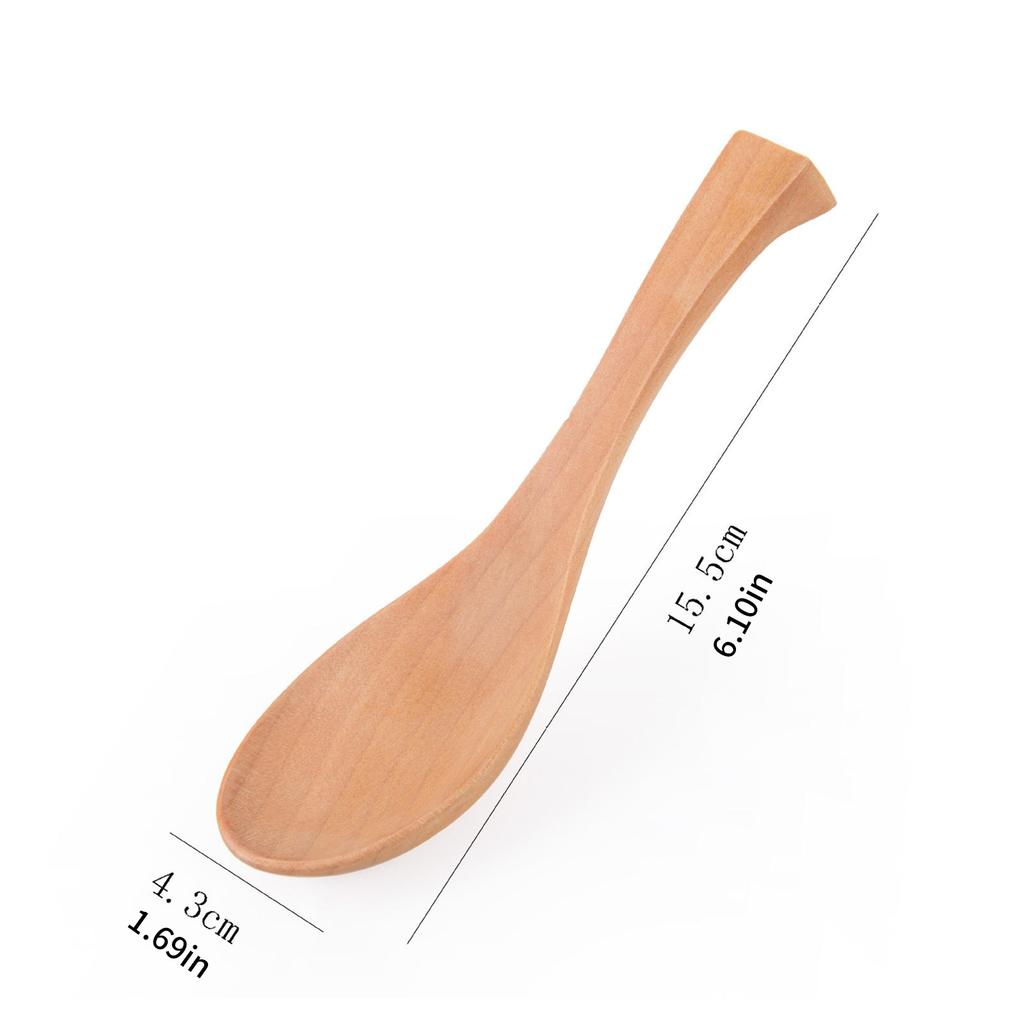 Natural Wooden Rice Spoon with Nonslip Handle Ergonomic Kitchen Utensil For Cooking Serving Heat Resistant Cutlery