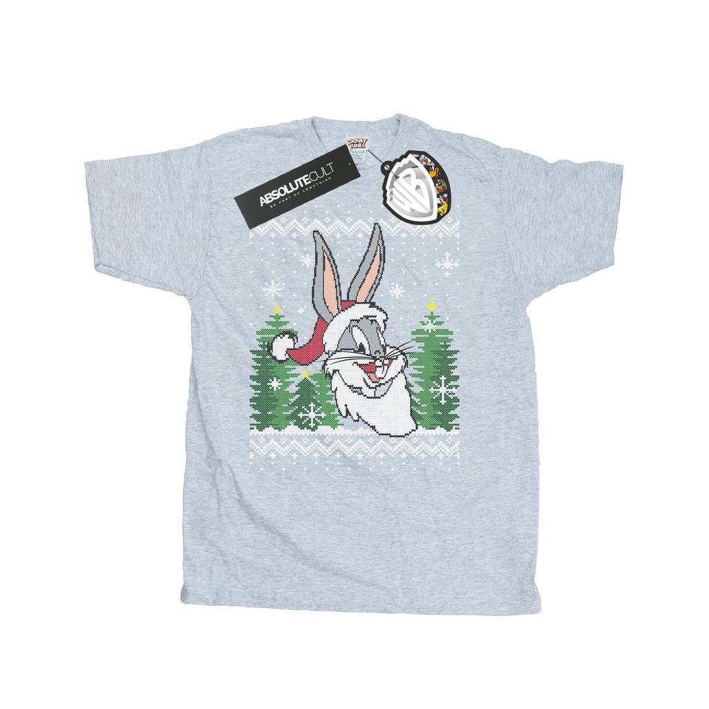 Looney Tunes Mens Bugs Bunny Christmas Fair Isle T-Shirt