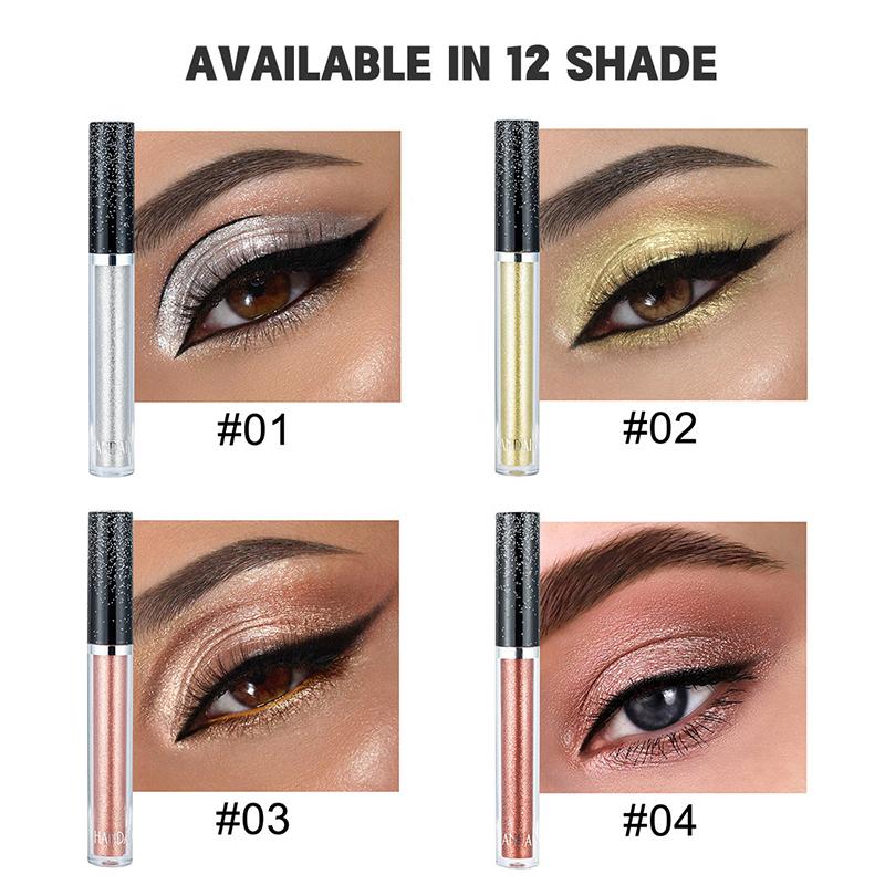 Жидкие тени для век 12 цветов, перламутровые, с блестками, подводка для глаз, стойкие, водостойкие тени для век, быстросохнущие, с блестками, мерцающие, макияж глаз