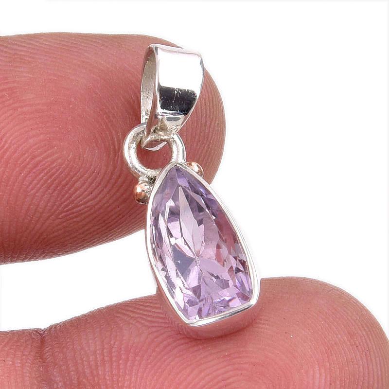 Подвеска из натурального розового аметиста из стерлингового серебра 925 пробы 1 дюйм V6q76