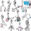 New 925 Sterling Silver Game Console Guitar Headset Music Pendant DIY Beads Fit OriginalNew Charms Bracelet Women Jewelry