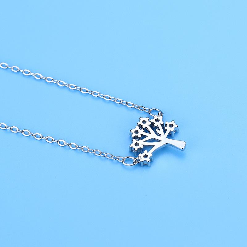Snowflake Wishing Small Tree Necklace Necklace Inlaid with Diamond Student Women's Pendant Christmas Gift