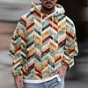 Men's Print Plush Warm Coat Fleece Sweater Casual Coat Pocket Sweater Autumn Winter Coat