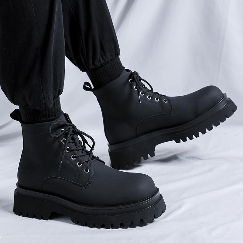 Модные мужские ботинки на толстой подошве Высококачественные трендовые ботинки для отдыха на открытом воздухе, деловых вечеринок, повседневных офисных модных мужских туфель для улицы и прогулок
