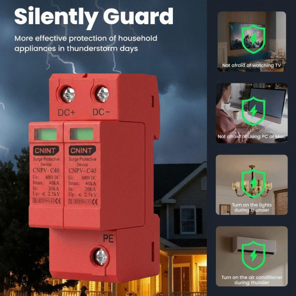 DIN Rail Surge Protective Device PV System Surge Protector 2-pole Voltage Protector Photovoltaic