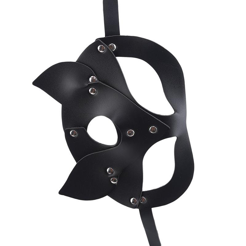 Маска для косплея кошки на половину лица, женская кожаная маска для глаз, косплей на Хэллоуин, PU, полумаска для взрослых, игровые принадлежности для взрослых