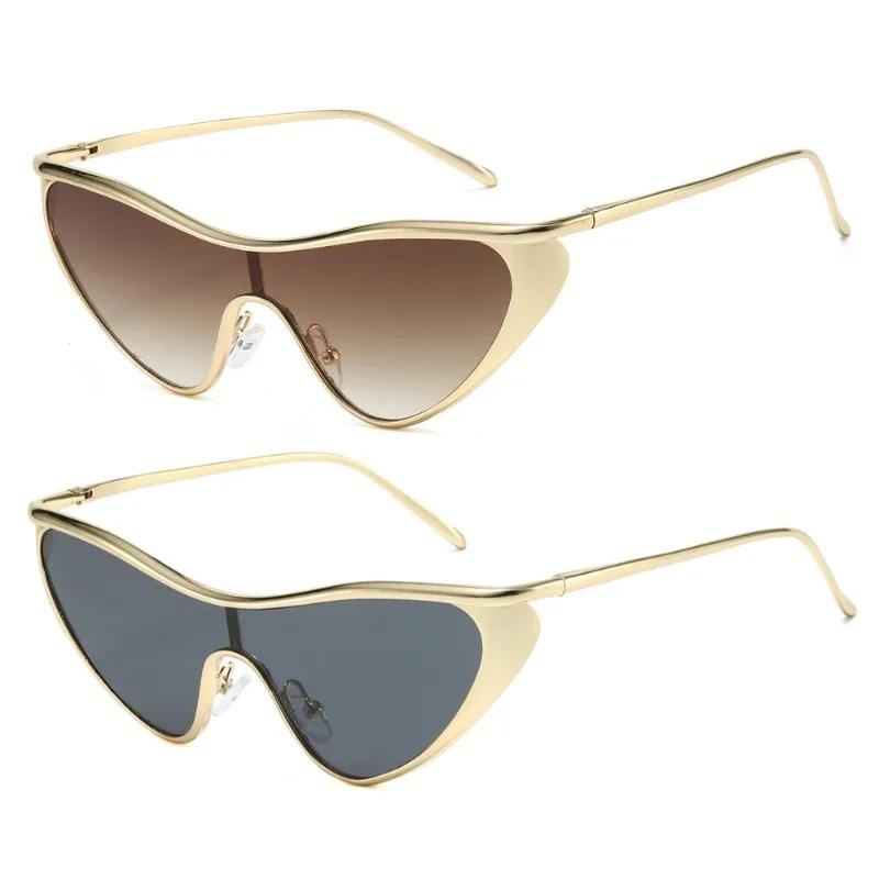 Punk Cat Eye Sunglasses Women Luxury Brand Steampunk One-Piece Sun Glasses For Lady Vintage Shield Eyewear Uv400 Shades