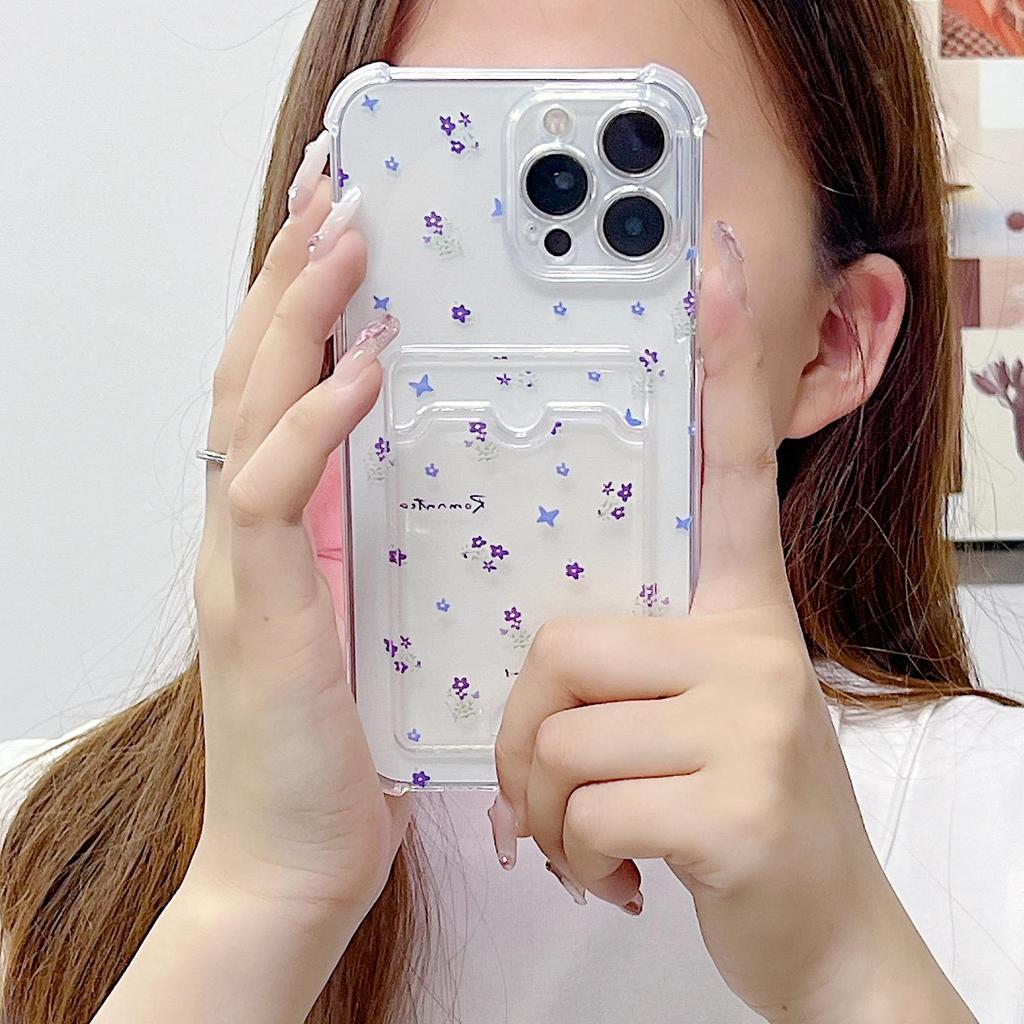 Card Slot Holder Silicone Wallet Pocket Case For Oppo A78 A58 A38 Samsung A54 A24 A14 Xiaomi Redmi Note 13 14 Tecno Spark 10 Cover Clear Phone Bumper