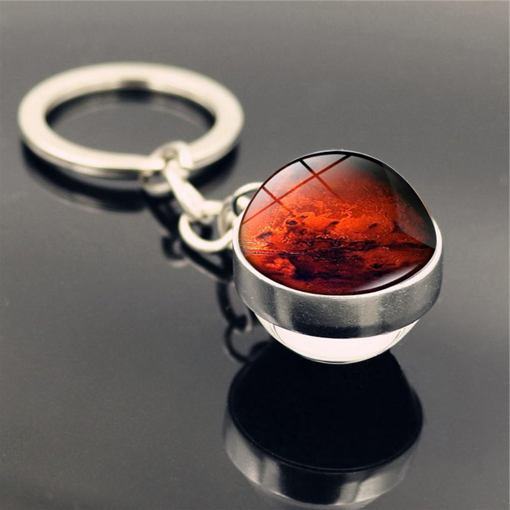Solar System Milk Y Way Nebula Double Sided Glass Ball Keychain