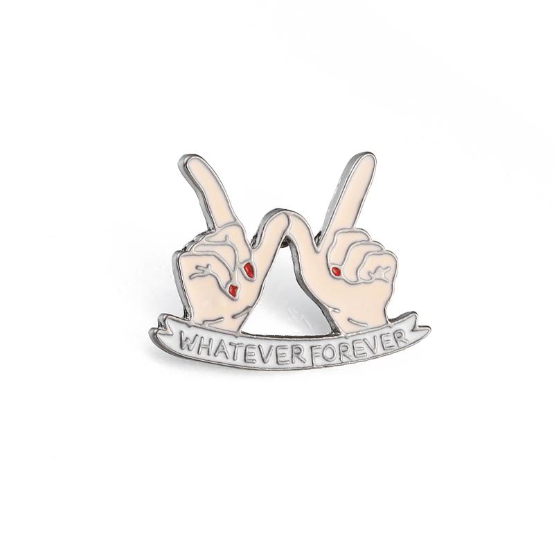 Модная Брошь-Жест Пальцем WHATEVER FOREVER Слоганом Эмалевые Значки Рюкзак Деним Значок на Лацкан Металлическая Иконка Украшение Подарок Для Друзей